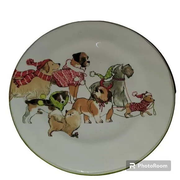 Pier 1 Imports Park Avenue Puppies Handpainted Ironstone Holiday Serving Plate