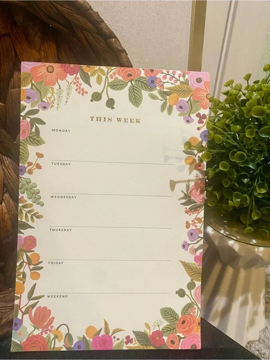 Floral Weekly Planner Notepad - Pink, Coral, Green