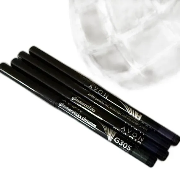 Avon Glimmer sticks Eyeliner Mechanic Pencils Blue Green Purple Chrome 4-Pk NEW