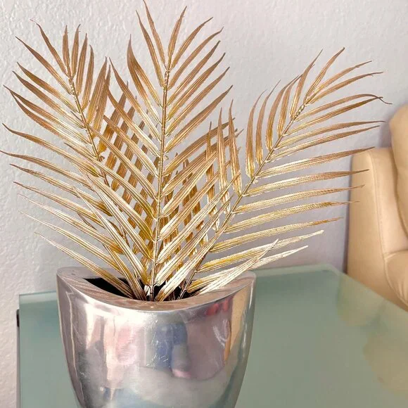 Set/3 19”L Artificial Holiday Gold Golden Tropical Palm Fronds Vase Filler New