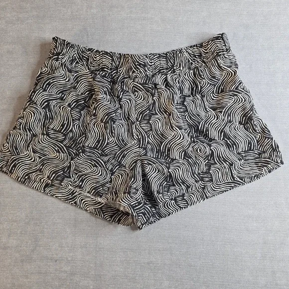 A New Day Shorts Womens XXL(20) Black White Abstract Swirl Linen‎ Blend Pockets