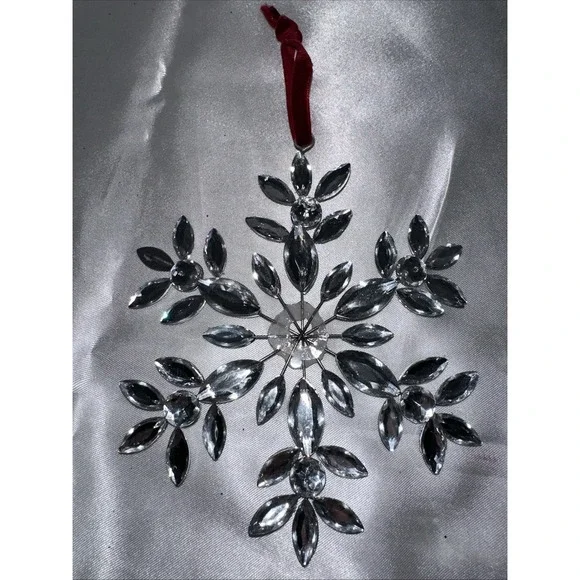 Pier One Snowflake Ornament Shiny Gem bling Decoration Needs TLC Repair