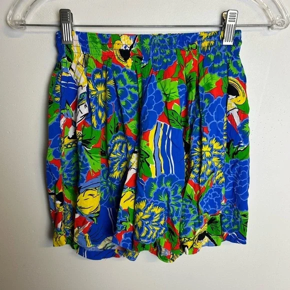 Vtg Jams World Colorful Floral Shorts Tropical Summer Beach Vacation Size S