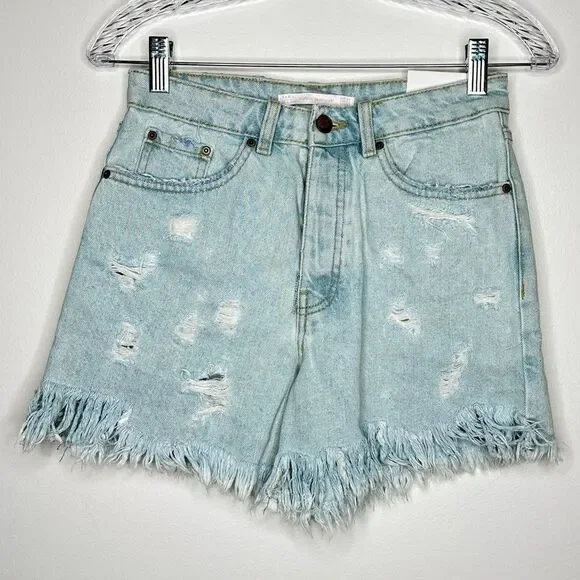 Zara denim jean ripped distressed mom shorts 100% cotton NEW NWT‎