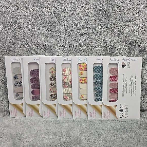 Lot Of 7 Color Street Real Nail‎ Polish Strips Floral Daisy Scales Patterns