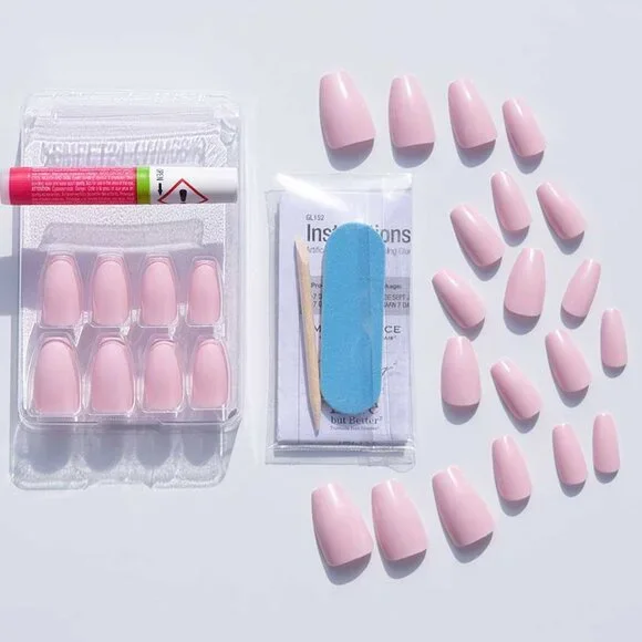Gel Fantasy Medium Length Pink Nails
