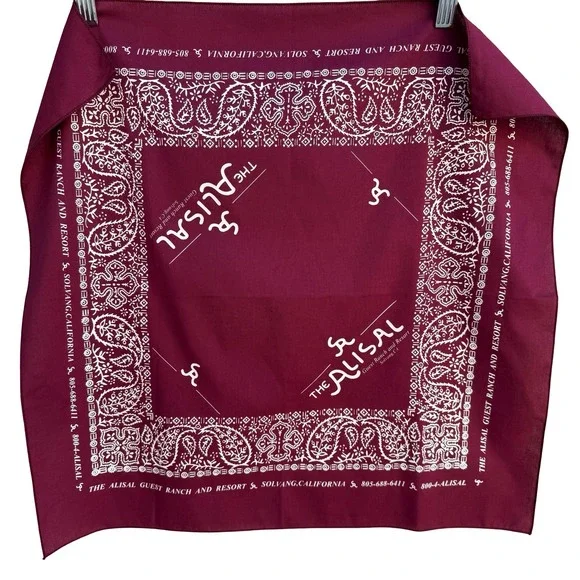 Alisal Ranch Resort Bandana Burgundy Paisley Solvang California Santa Ynez Scarf