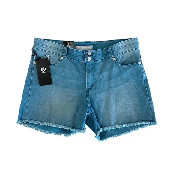 NWT Rock & Republic Bonnaroo Jean Shorts Size 14 Teal Blue Denim 4