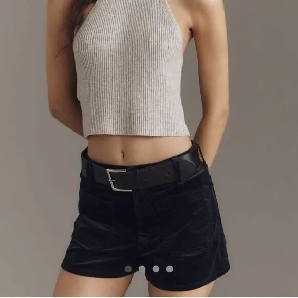 NWT Anthropologie The Colette Corduroy Shorts by Maeve Midnight Navy Size 24