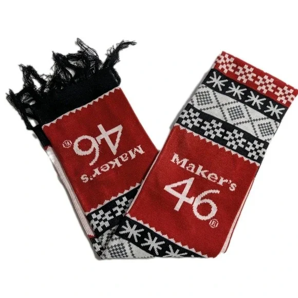 Maker's 46 Bourbon Scarf Knit Winter Holiday Bar Promo Whiskey‎ Distillery 69