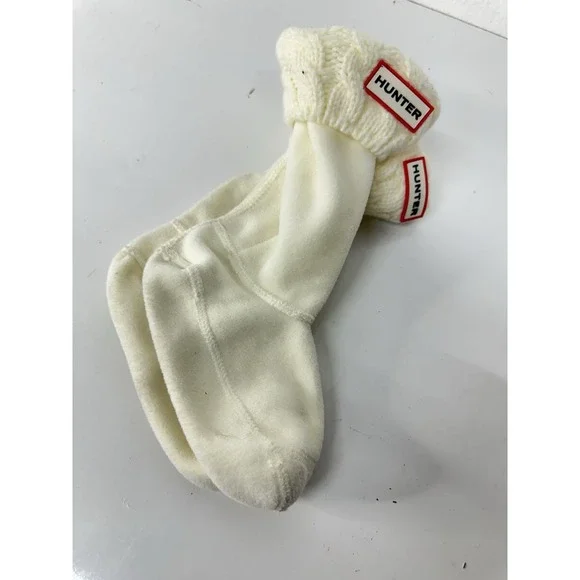 Hunter Kids Girls Stitch Cable Boot Sock Liner Cream / Size Medium (11-13)