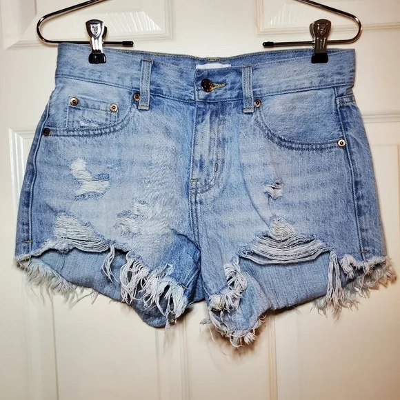 Pistola Light Blue Distressed Jean Shorts Sz 24