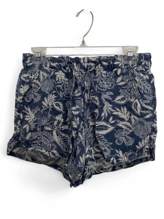 American Eagle Blue Floral Elastic-Waist Shorts
