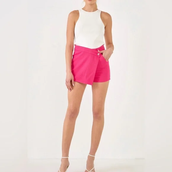 Grey Lab NWT Fuchsia High Waist Denim Skort