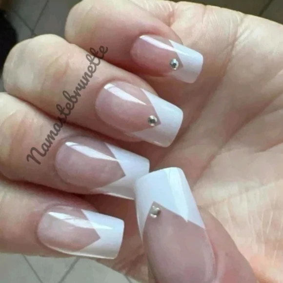 2/$16 Rhinestone French Manicure Press On Nails