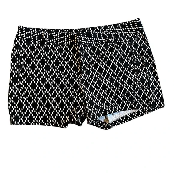 a.n.a A New Approach Womens 12 Twill Shorts Black White Geometric‎ Diamond Print