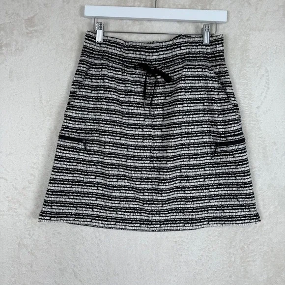 NWT Talbots Women Small Black White Dash Print Active Skort Drawstring Pockets