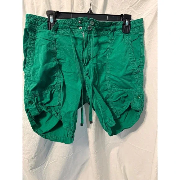 Lauren Ralph Lauren Green Cargo Shorts Womens 8 Cotton Drawstring Utility Summer