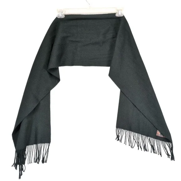 Vintage Berkshire Made in Italy Black Fringe Scarf Acrylic Men/Women Winter Wrap