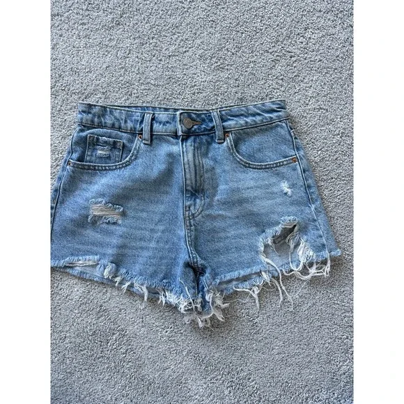 Pacsun 90's‎ Boyfriend Mom Denim Shorts Womens 27 Light Wash Distressed Cut Off