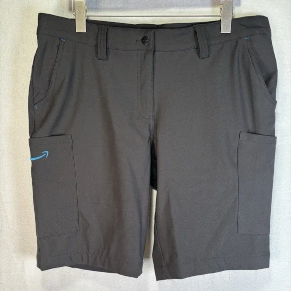 Luly‎ Yang Cargo Shorts Womens Size L 12/14 Black Blue Logo Uniform