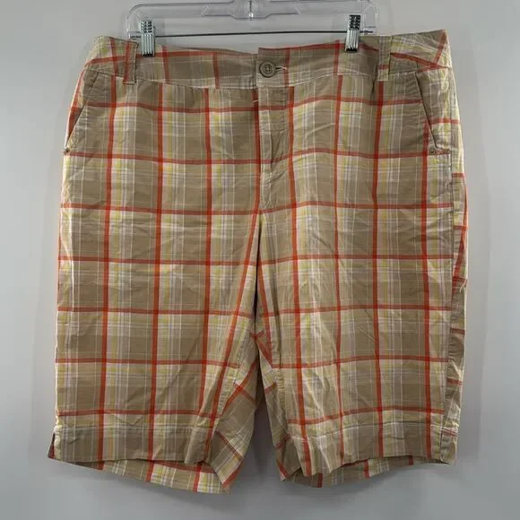 3For$20 Cato Tan Orange Yellow Plaid Shorts size 20W