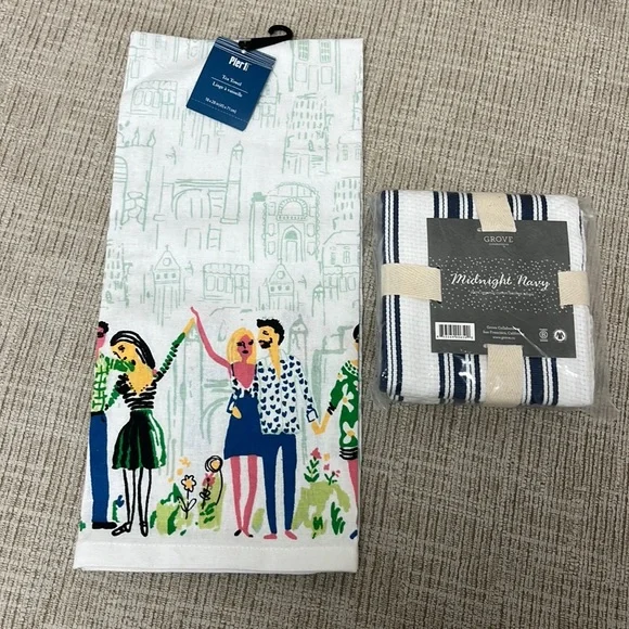Pier 1 tea towel and Grove kitchen towel