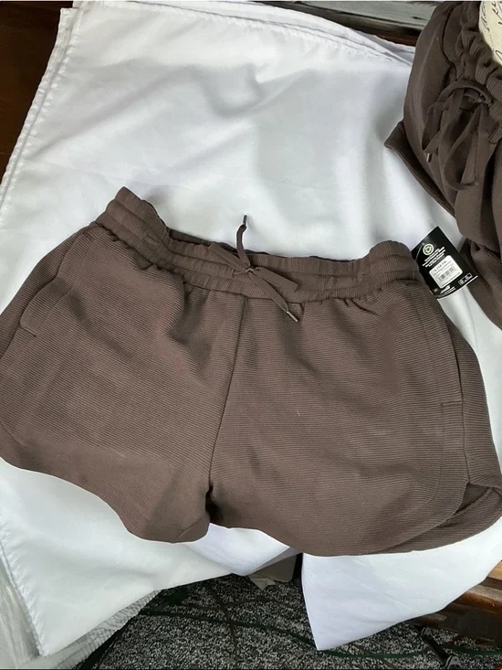 ★ NWT Avia Ribbed Lounge Shorts Brown Drawstring Comfy Casual Large