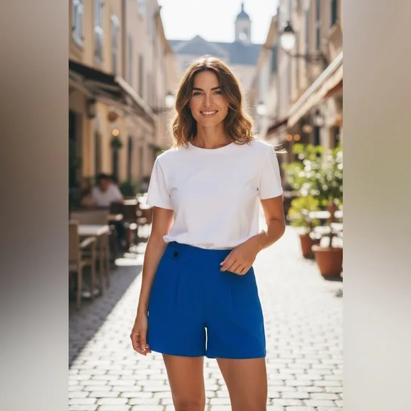 Banana Republic Cobalt Blue High Rise Paperbag Shorts Size 2