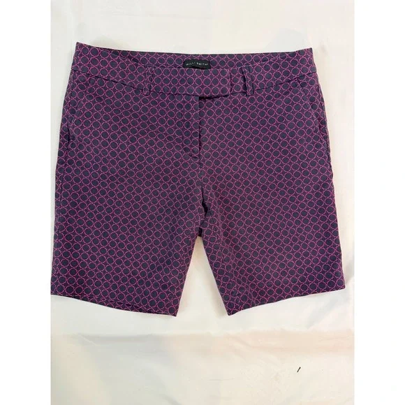 Willi Smith Womens Navy Pink Geometric Quatrefoil Bermuda Shorts Size 8