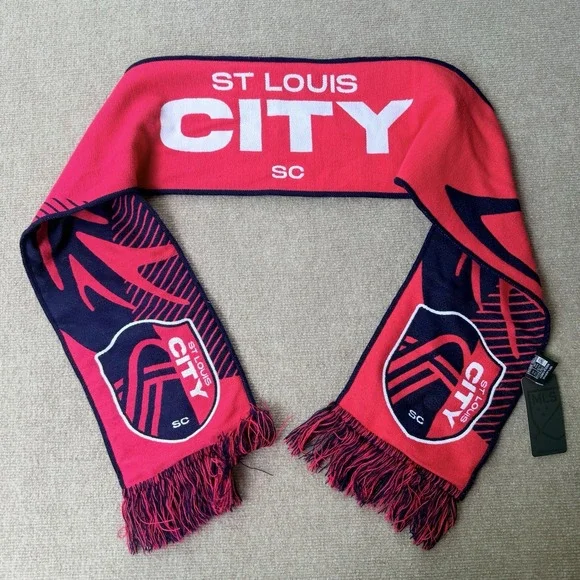 St Louis City SC MLS Soccer Scarf Together Credit Union Ruffneck NWT Pink Navy