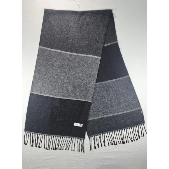 L'Accessorio Italiano Made in Italy Wool Scaff Preppy Gray‎ & Black 15
