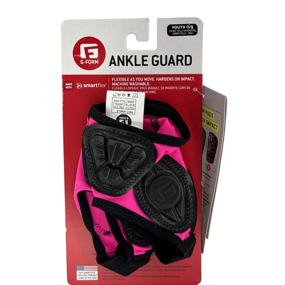 G-Form Youth Pro Ankle Guards Youth One Size Pink Black SmartFlex Cycling Pads