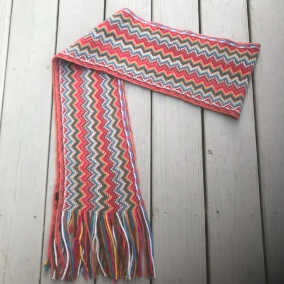 NEW Fancy woven long chevron pattern long colorful scarf with fringe