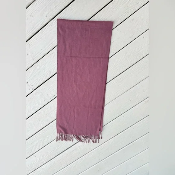 John Ashford Mauve Very Soft Long Scarf with Fringes, Size: 66”L x 14”W