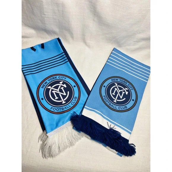 New York City FC *Lot of‎ 2* NYCFC Soccer Scarves Blue Navy White Reversible