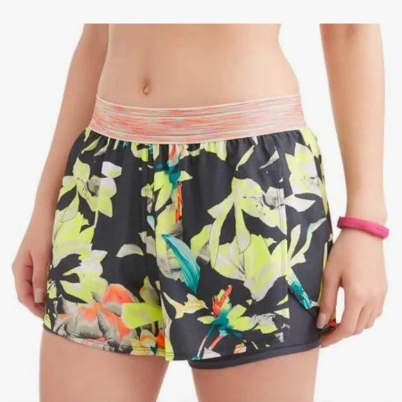 Avia Women's Active 2Fer Running Short with Filament Waistband + Moisture Wick L