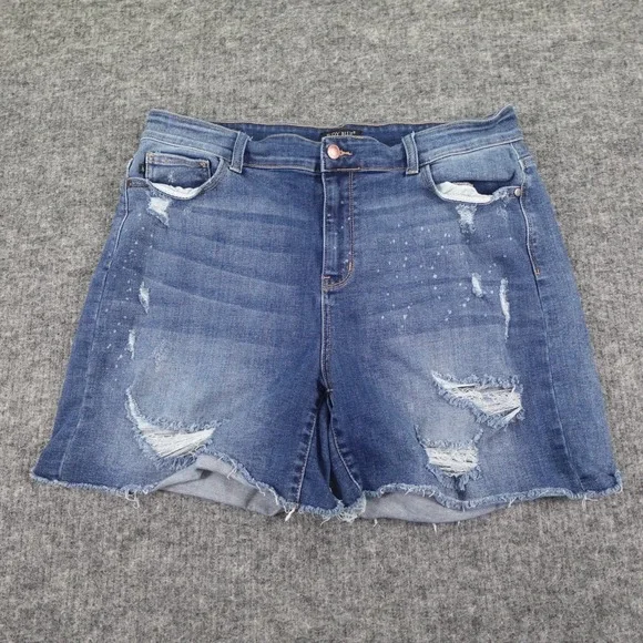 Judy Blue Womens Shorts 3XL Denim Cut-Off Distressed High‎ Rise JB15202