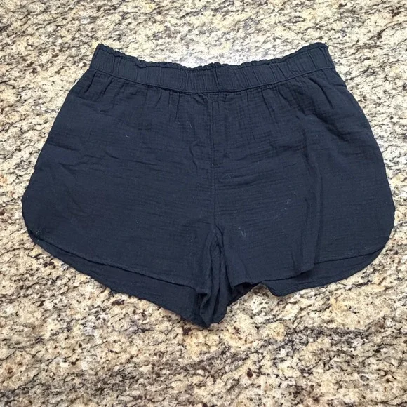 NEW Universal Thread Women Black Cotton Gauze Dolphin Elastic Waist Shorts XL