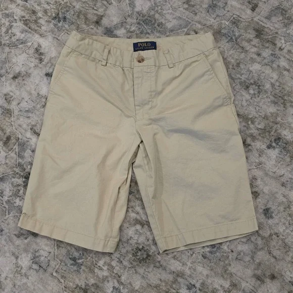 Polo Ralph Lauren Tan Khaki Classic Chino Shorts Womens Size 14 Cotton Twill