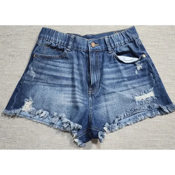 Sincerely Jules Womens Distressed‎ Denim Shorts Medium Wash High Rise Size 9/29
