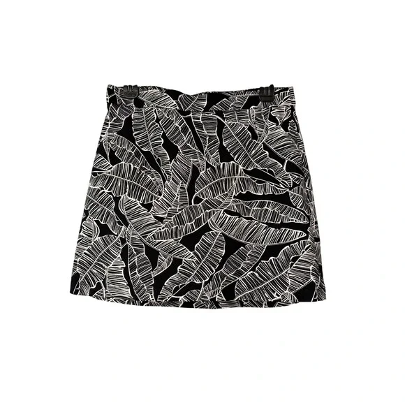 Rafaella Womens Black White‎ Tropical Leaf Print Skort Size S/CH