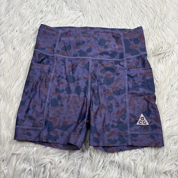 Nike ACG Dri-FIT ADV Women's S Purple Printed Crater Lookout Shorts Biker Gym