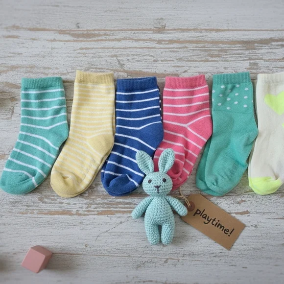 GAP Kids Striped and Patterned Socks Set - Blue, Pink, Yellow, Green