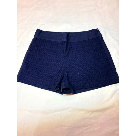 J.Crew Womens Navy Blue Geometric Eyelet Front Side Zip‎ Shorts Size 4