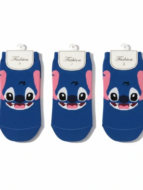 BUNDLE of 3 Unisex Kids Stitch Theme Socks Lilo & Stitch Disney Parks Size 2-5