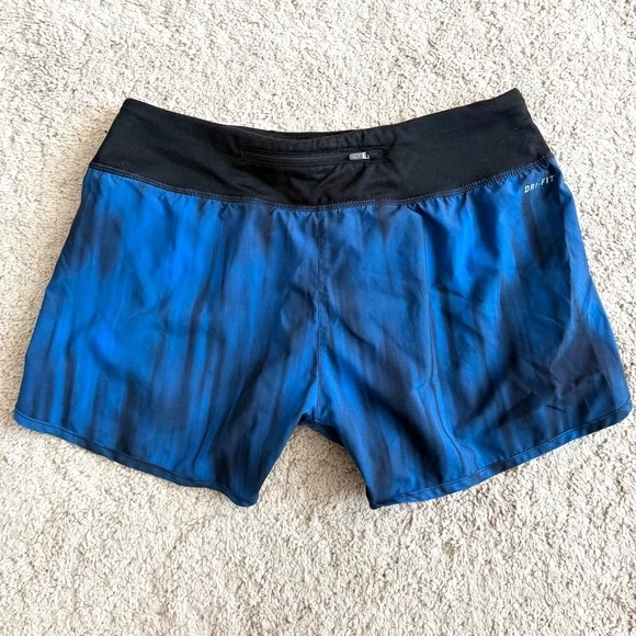 Nike Womens Shorts Size S Small Blue Black Dri Fit Running Athletic Fitness Gym