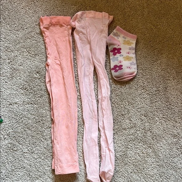 Danskin Pink and White Socks and Tights size 4-6X