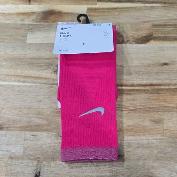 NIKE Spark Running Lightweight Dri-Fit Youth 6Y-7.5Y Pink Socks New w/ Tags!