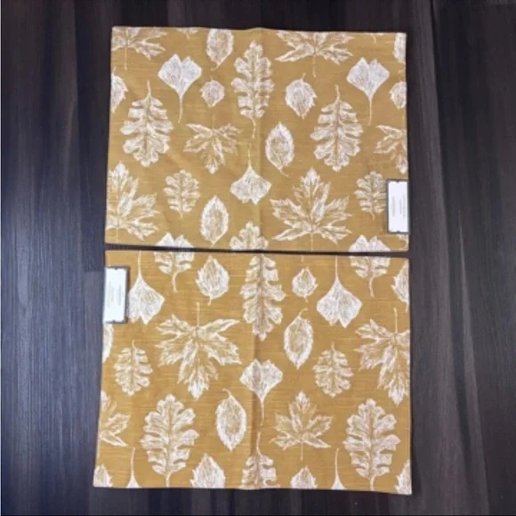 Mustard Yellow Leaf Print Placemat Set by